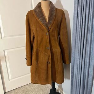 Marco Gianotti Brown Suede Pea Coat